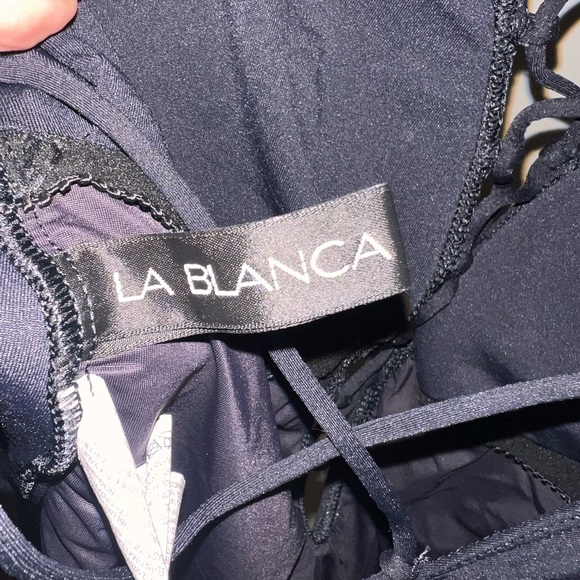 La Blanca Women’s Black Lace-Up One-Piece Swimsuit - Picture 6 of 7